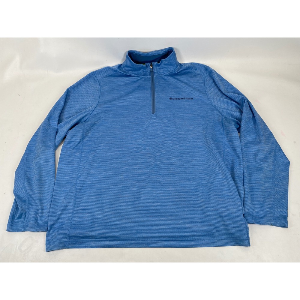 Vineyard Vines Performance Mens 2XL Blue Heathered Quarter Zip Pullover Sweater